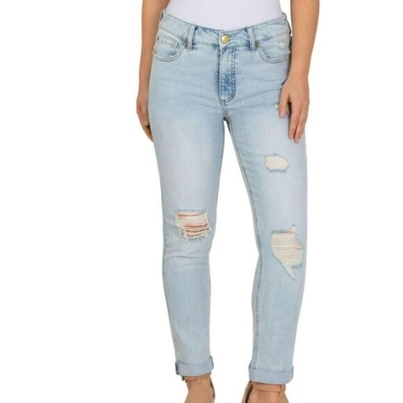 Seven7 Weekend Slim Fit Straight Leg Distressed Jean in Size 12 - Picture 1 of 13